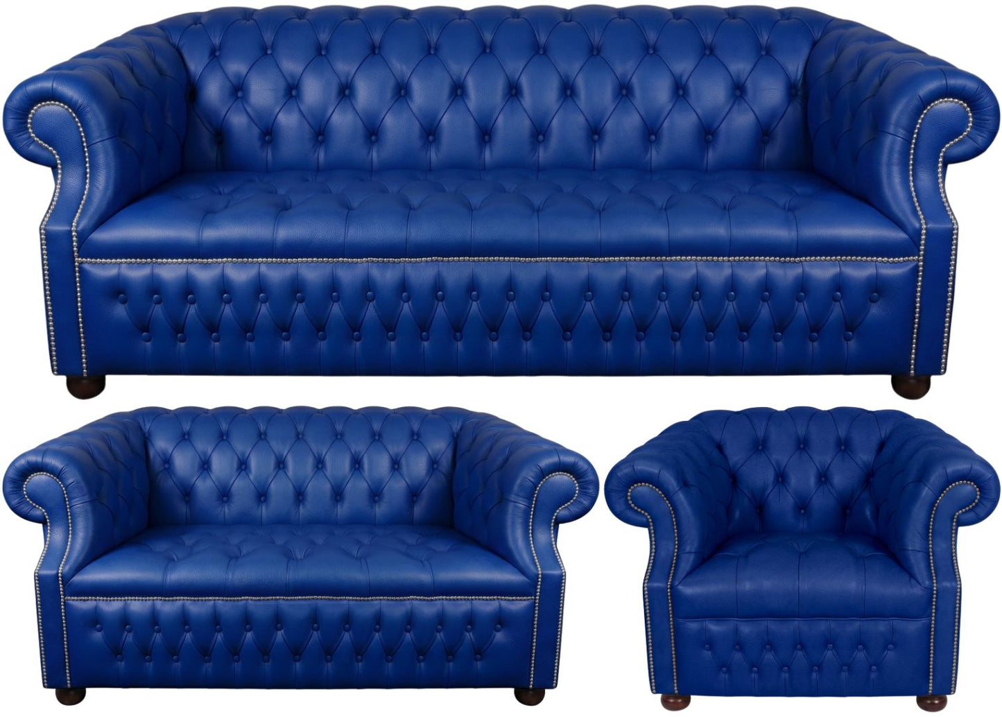 Rothwell Leather Chesterfield Sofa 3 Piece Suite | Fully Tufted