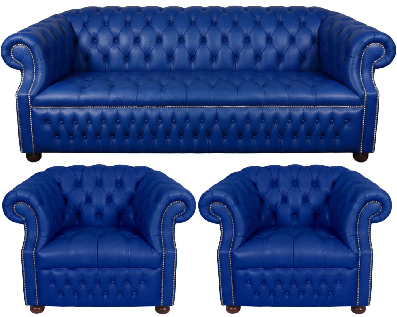 Rothwell Leather Chesterfield Sofa 3 Piece Suite | Fully Tufted