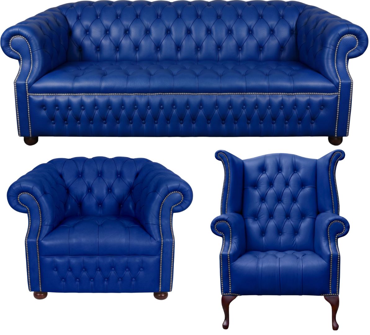 Rothwell Leather Chesterfield Sofa 3 Piece Suite | Fully Tufted