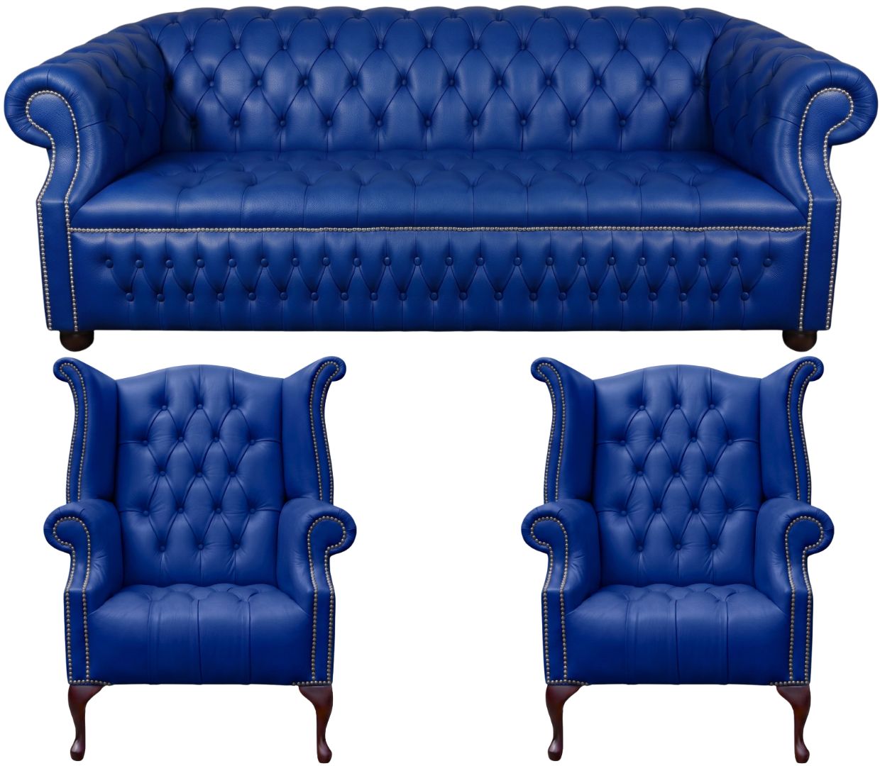 Rothwell Leather Chesterfield Sofa 3 Piece Suite | Fully Tufted