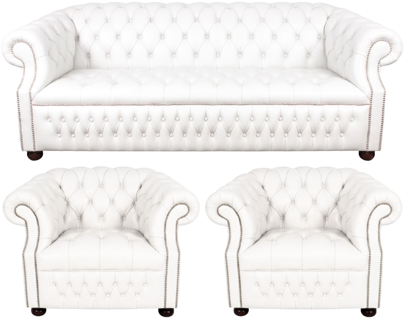 Rothwell Leather Chesterfield Sofa 3 Piece Suite | Fully Tufted