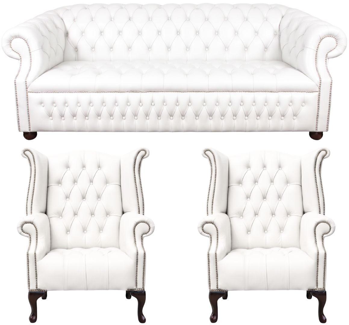 Rothwell Leather Chesterfield Sofa 3 Piece Suite | Fully Tufted
