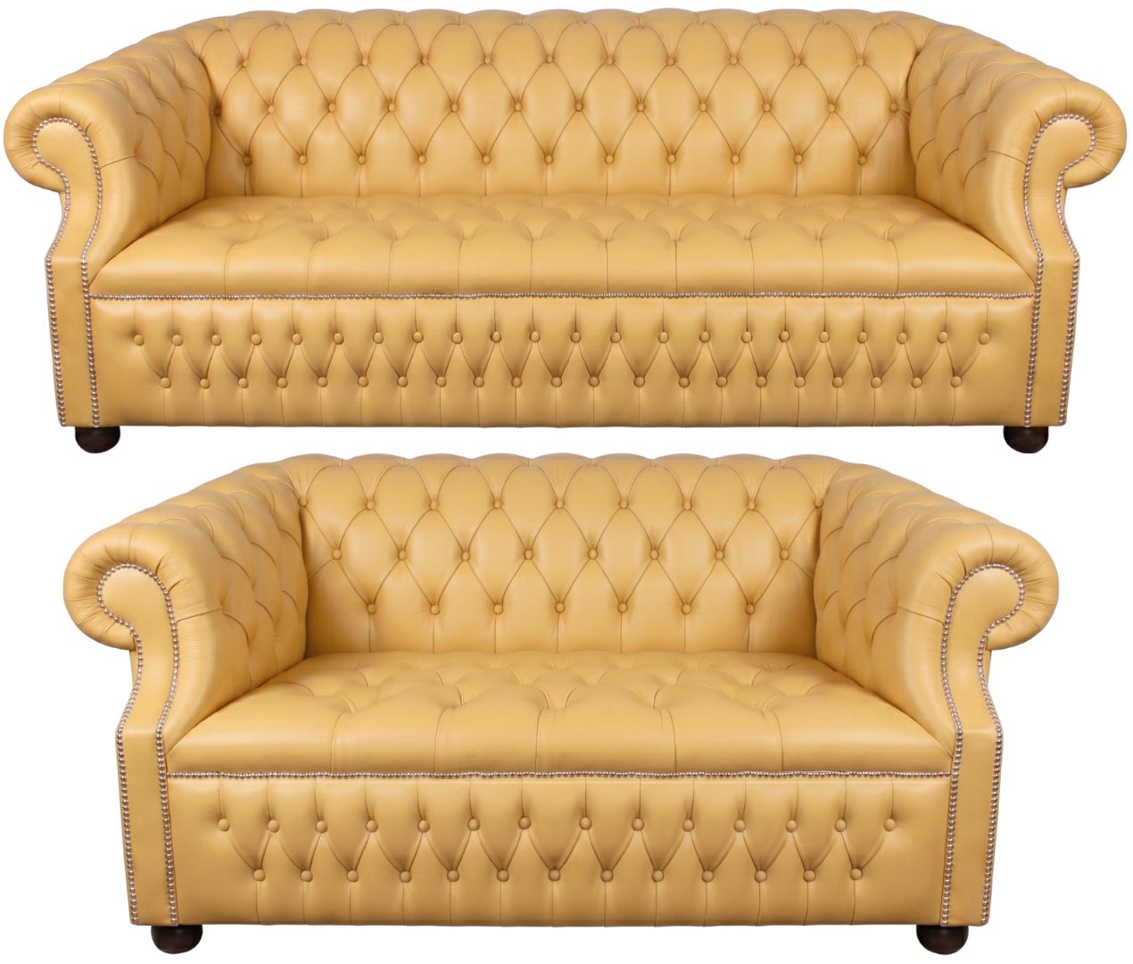 Rothwell Leather Chesterfield Sofa 3 Piece Suite | Fully Tufted