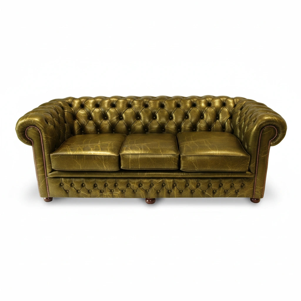 The Durham Chesterfield 3 Seat Sofa Bed, color: Vintage Olive