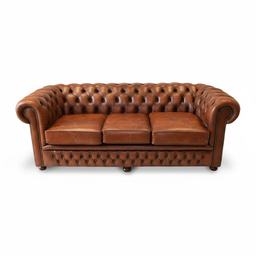 The Durham Chesterfield 3 Seat Sofa Bed, color: Vintage Mustard