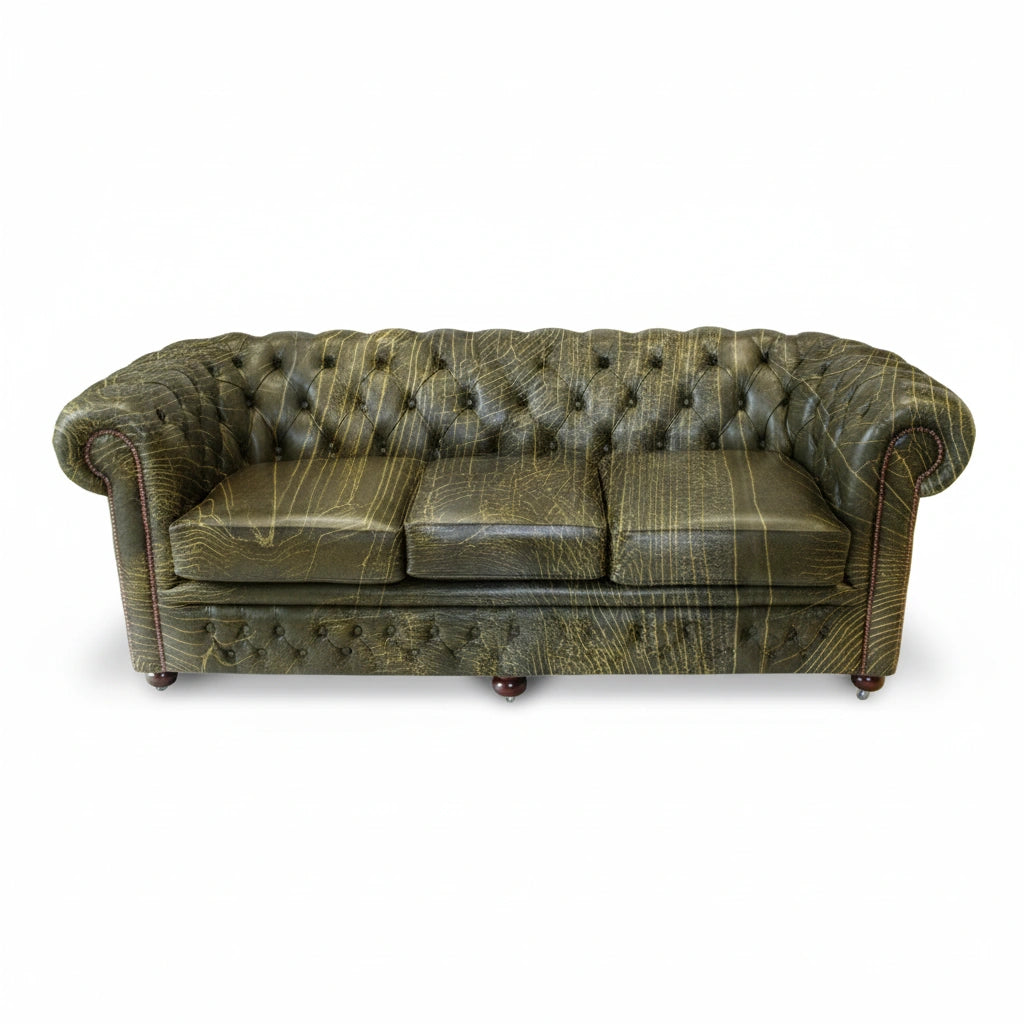 The Durham Chesterfield 3 Seat Sofa Bed, color: Vintage Moss