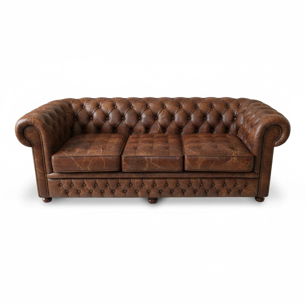 The Durham Chesterfield 3 Seat Sofa Bed, color: Vintage Chestnut