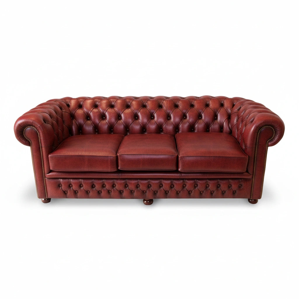 The Durham Chesterfield 3 Seat Sofa Bed, color: English Claret