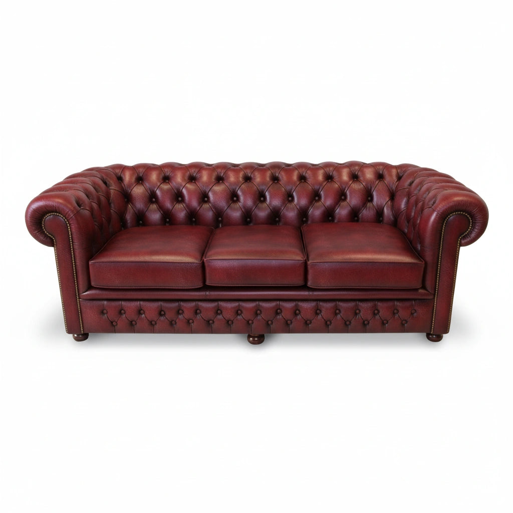 The Durham Chesterfield 3 Seat Sofa Bed, color: English Burgundy