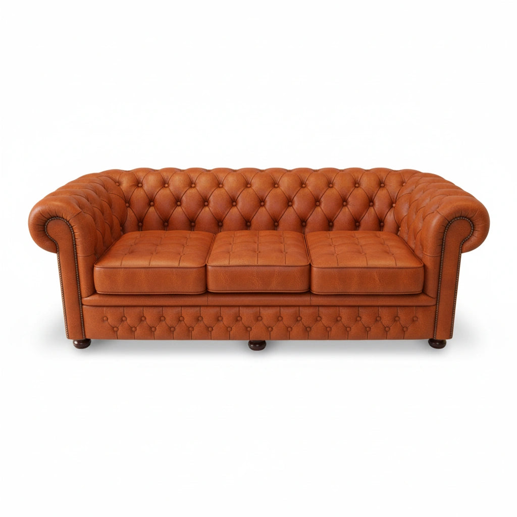 The Durham Chesterfield 3 Seat Sofa Bed, color: English Bruciato