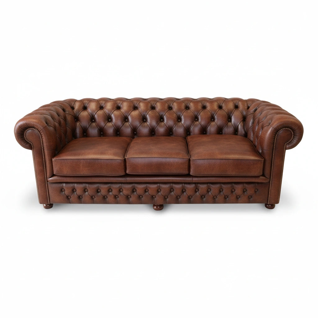The Durham Chesterfield 3 Seat Sofa Bed, color: English Brown