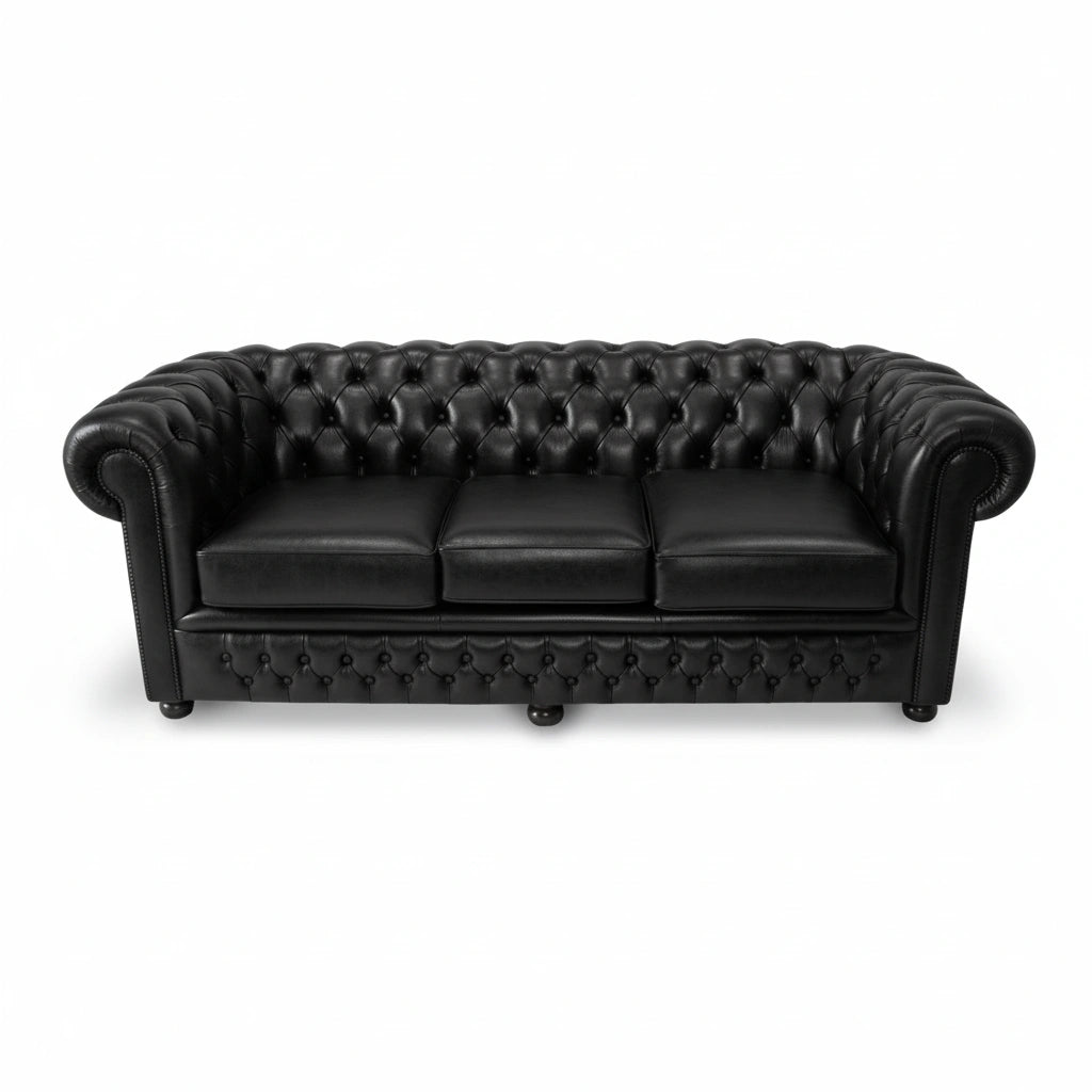 The Durham Chesterfield 3 Seat Sofa Bed, color: English Black