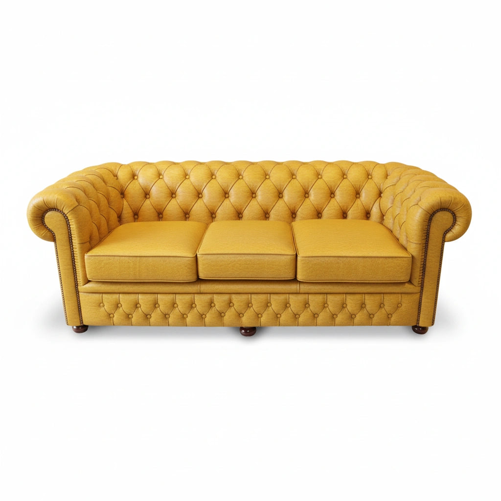 The Durham Chesterfield 3 Seat Sofa Bed, color: Windsor Yellow