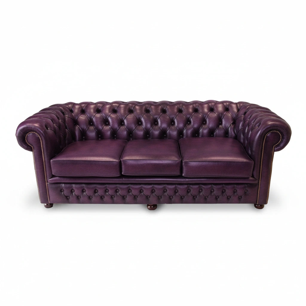The Durham Chesterfield 3 Seat Sofa Bed, color: Windsor Wineberry