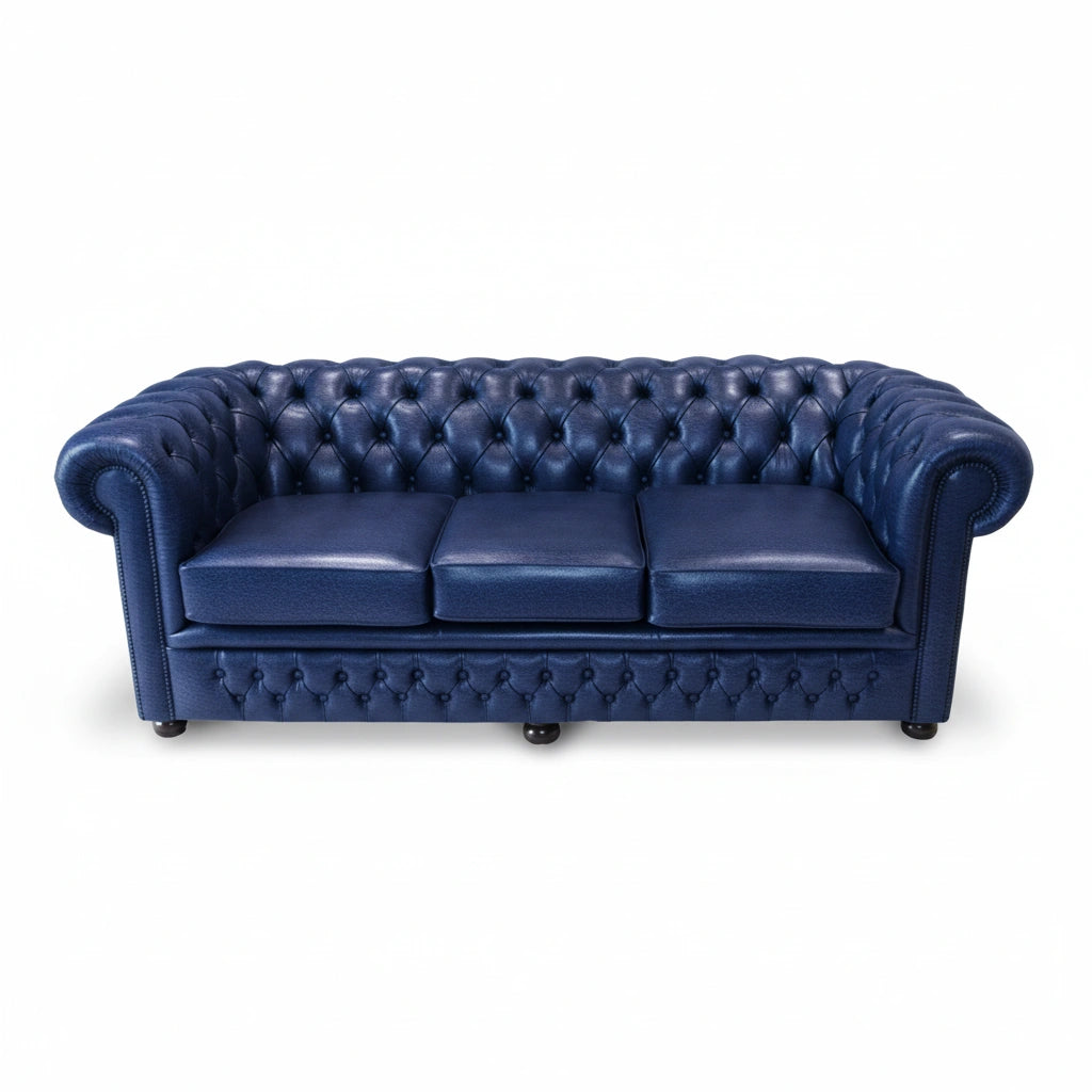 The Durham Chesterfield 3 Seat Sofa Bed, color: Windsor Ultramarine