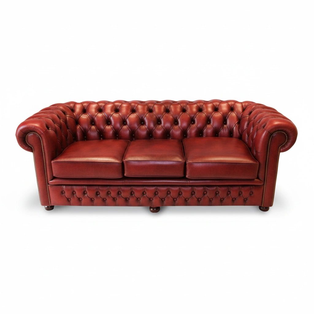 The Durham Chesterfield 3 Seat Sofa Bed, color: Windsor Red