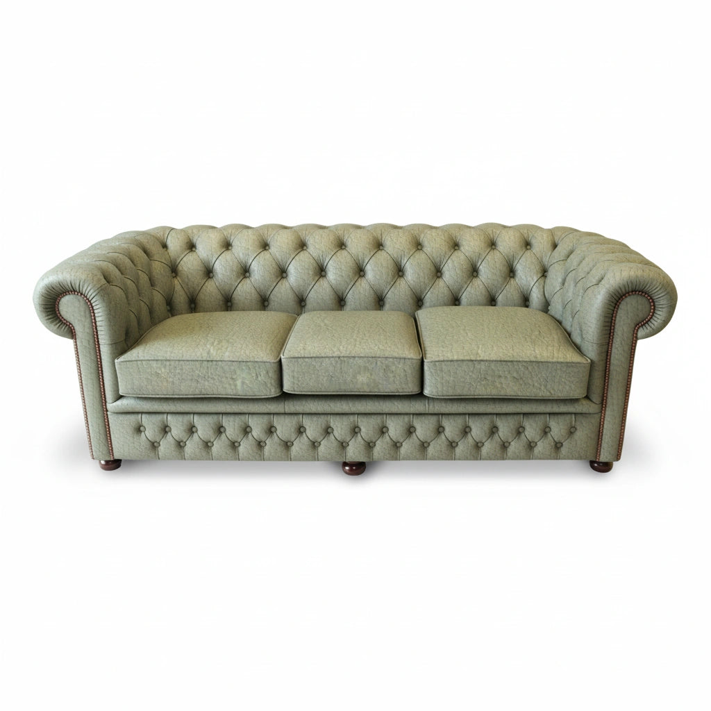 The Durham Chesterfield 3 Seat Sofa Bed, color: Windsor Light Lagoon