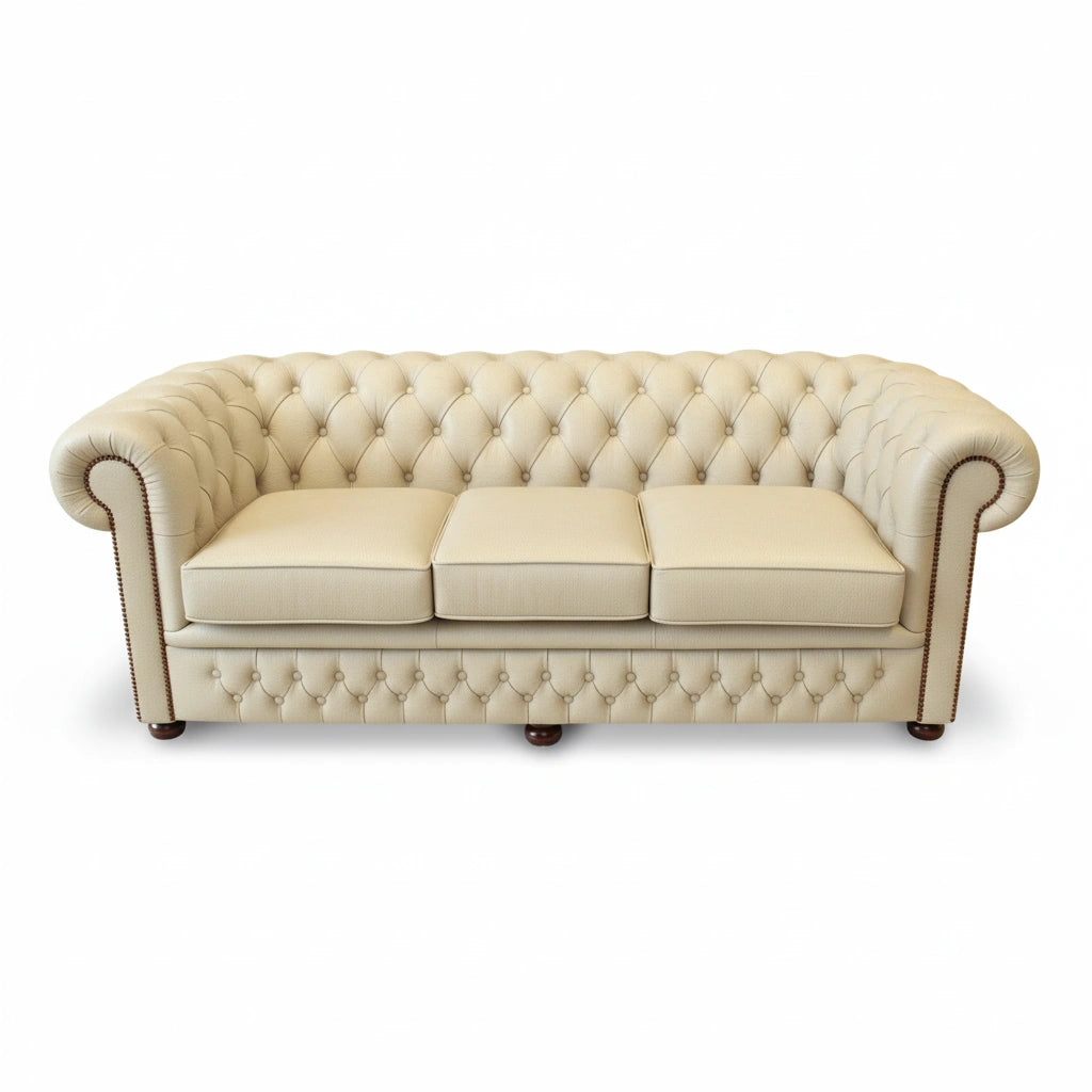The Durham Chesterfield 3 Seat Sofa Bed, color: Windsor Ivory