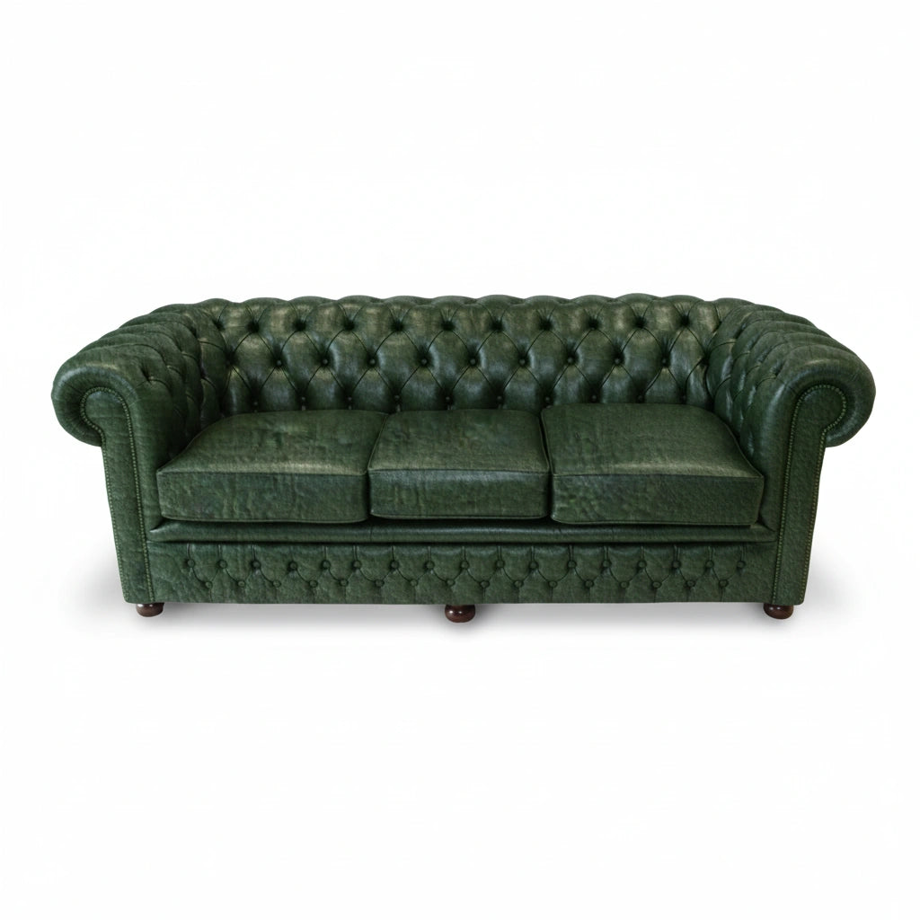 The Durham Chesterfield 3 Seat Sofa Bed, color: Windsor Forest Green