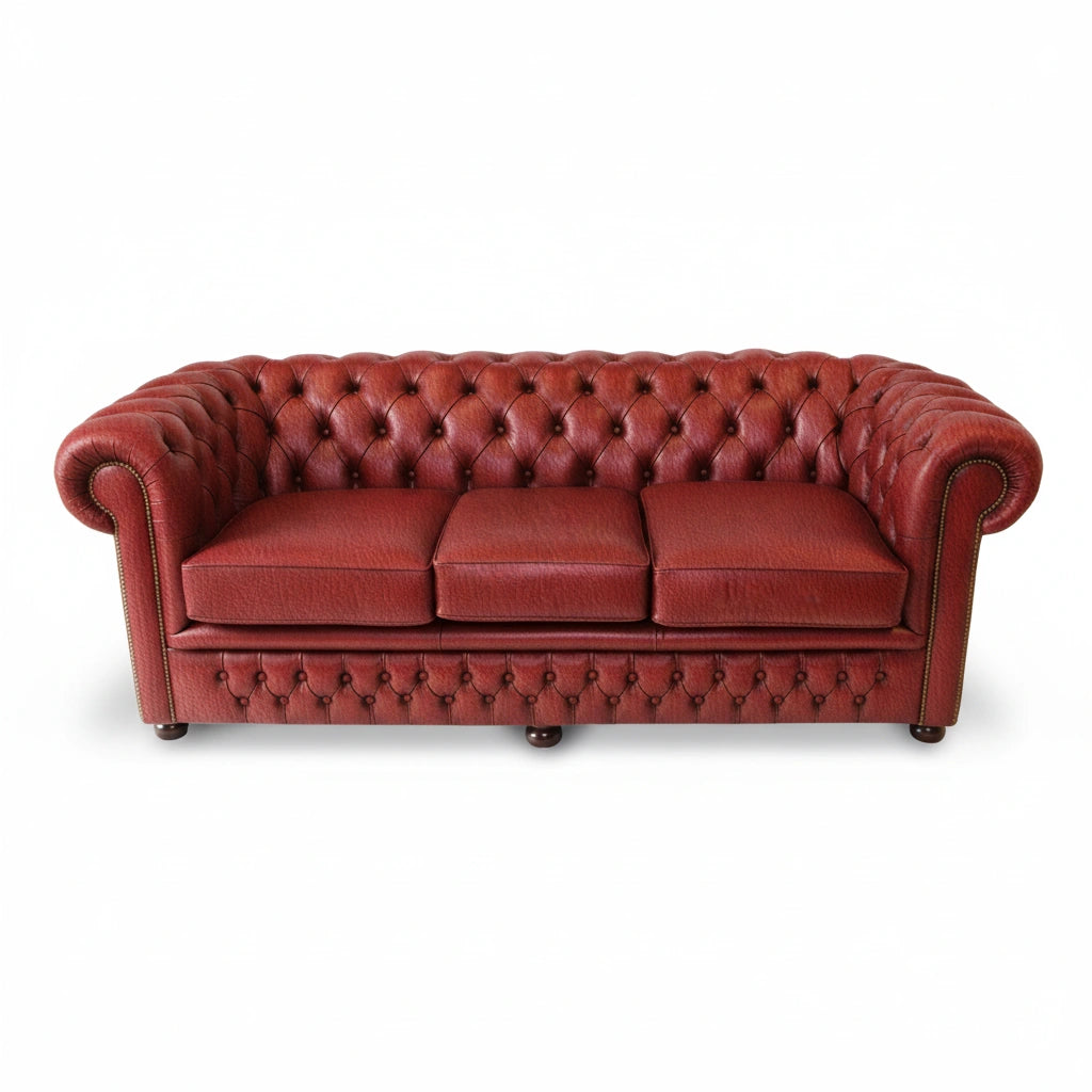 The Durham Chesterfield 3 Seat Sofa Bed, color: Windsor Bordeaux