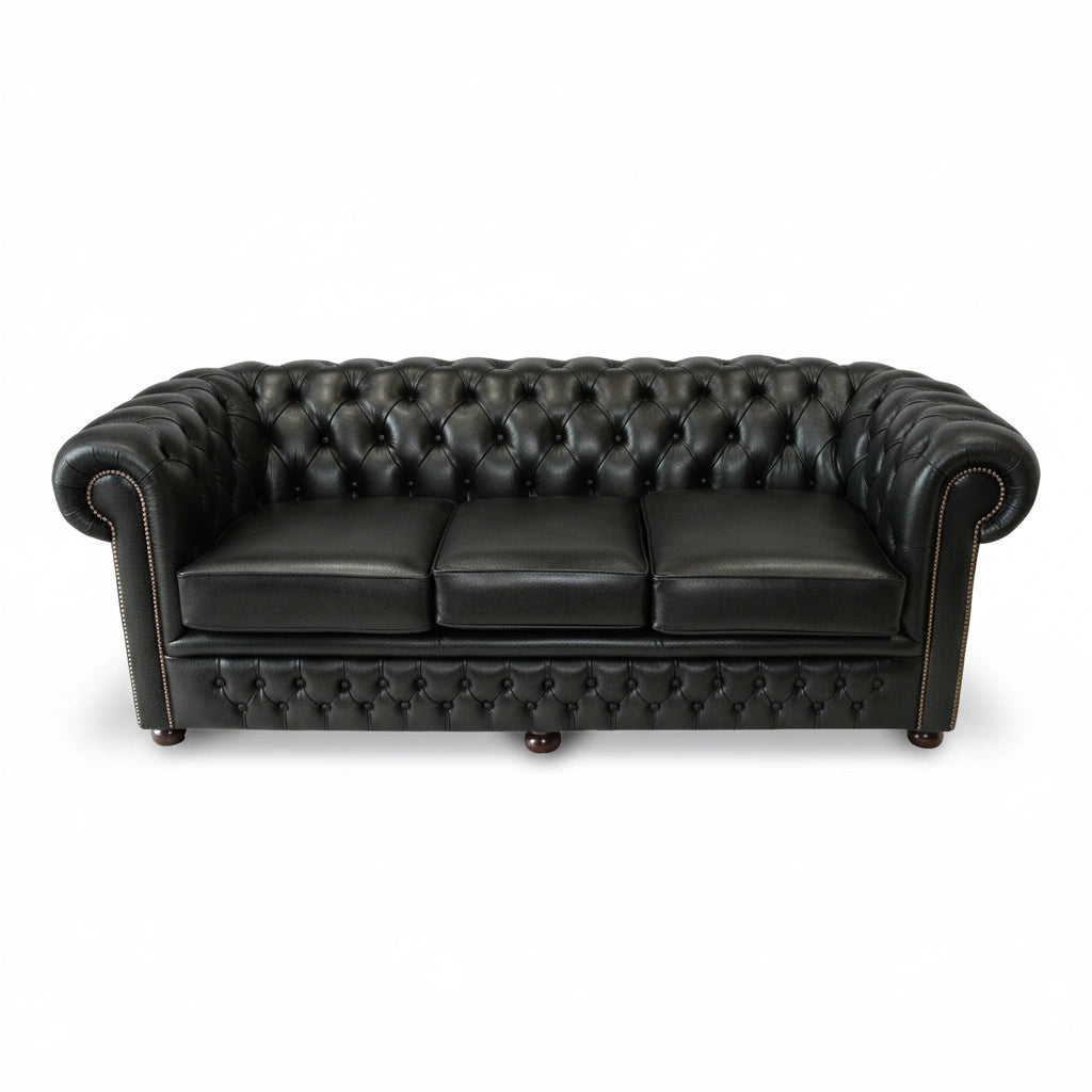 The Durham Chesterfield 3 Seat Sofa Bed, color: Windsor Black