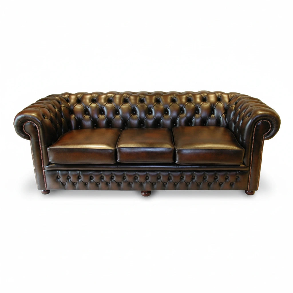 The Durham Chesterfield 3 Seat Sofa Bed, color: Antique Tan
