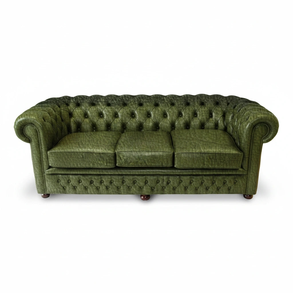 The Durham Chesterfield 3 Seat Sofa Bed, color: Antique Green