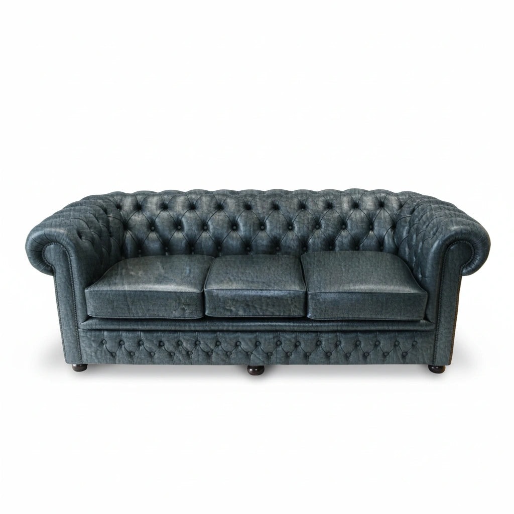 The Durham Chesterfield 3 Seat Sofa Bed, color: Antique Blue
