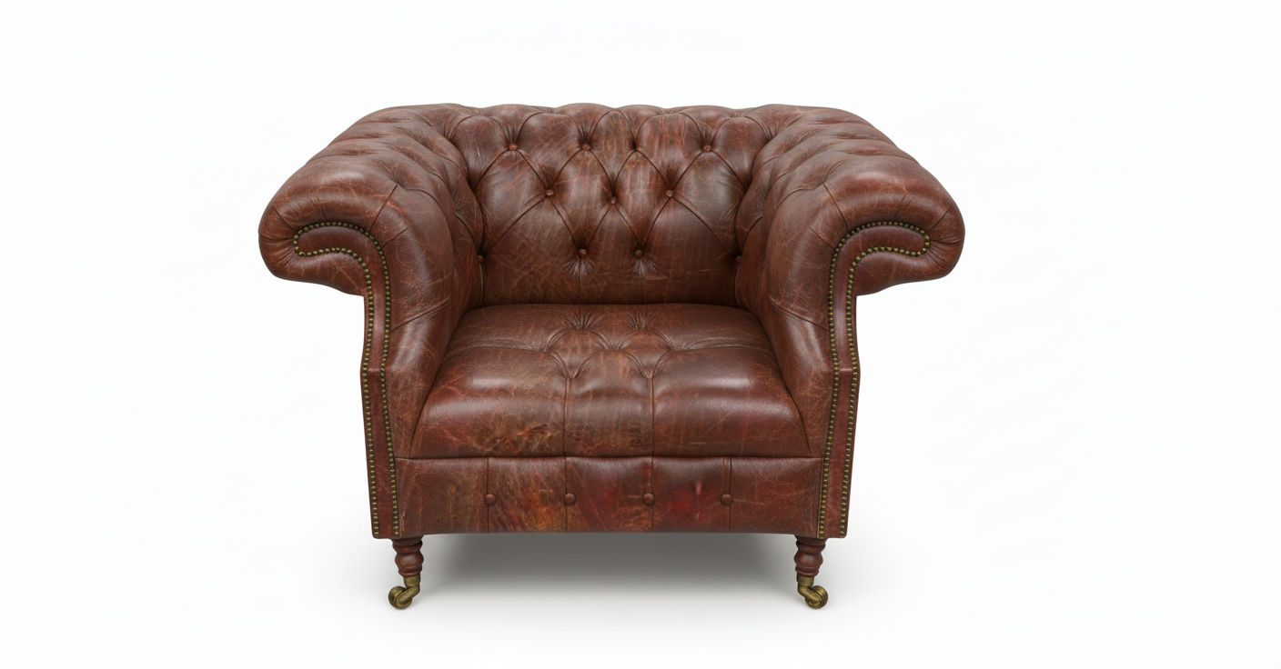 The Mayfair Chesterfield Club Chair — Color: Vintage Wine, Seat type: Button
