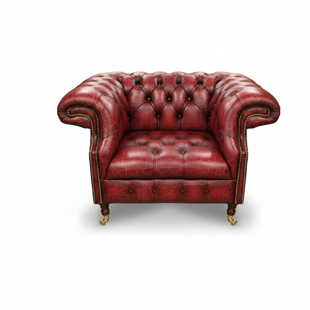The Mayfair Chesterfield Club Chair, color: Vintage Poppy