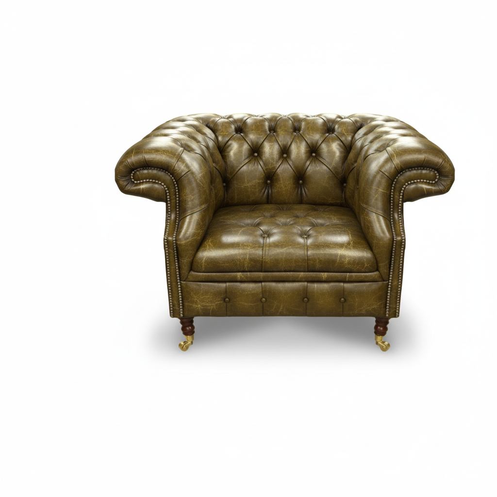 The Mayfair Chesterfield Club Chair, color: Vintage Olive