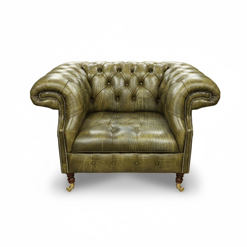 The Mayfair Chesterfield Club Chair, color: Vintage Moss