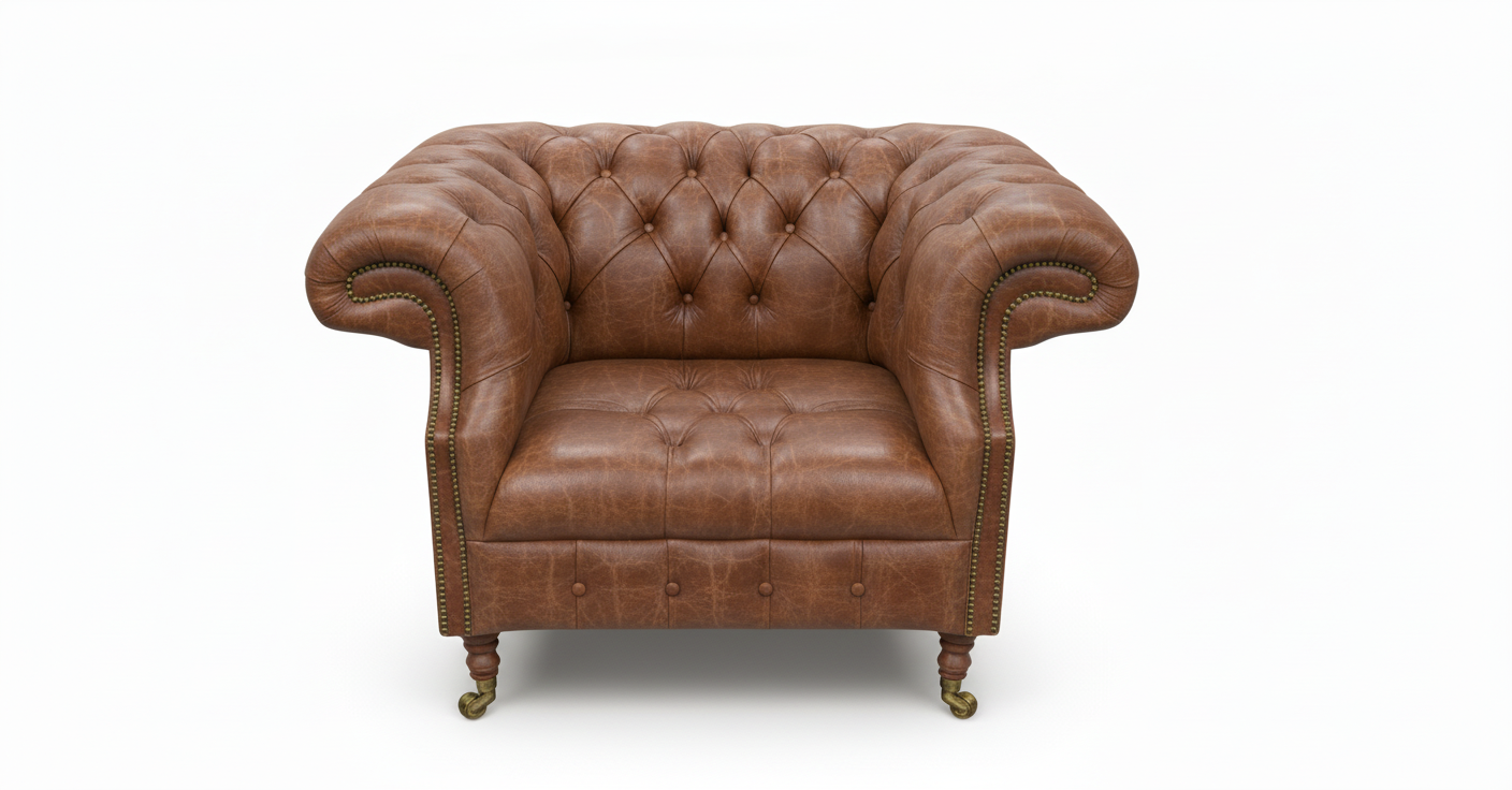 The Mayfair Chesterfield Club Chair — Color: Vintage Hazel, Seat type: Button