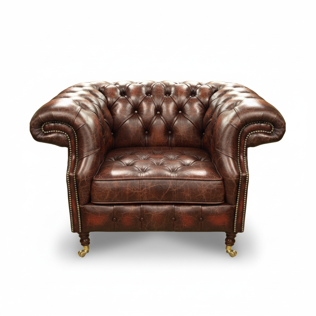 The Mayfair Chesterfield Club Chair, color: Vintage Chestnut