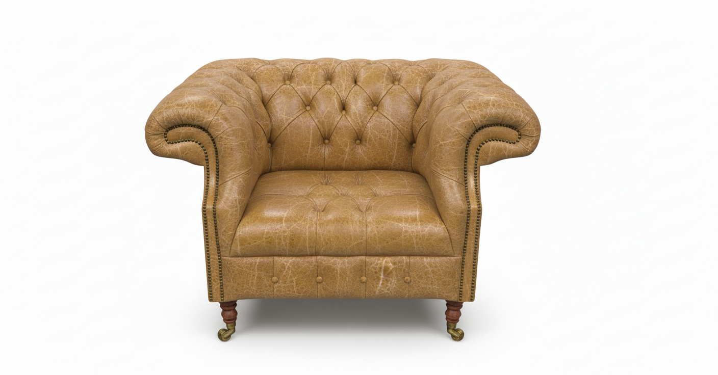 The Mayfair Chesterfield Club Chair — Color: English Moss, Seat type: Button