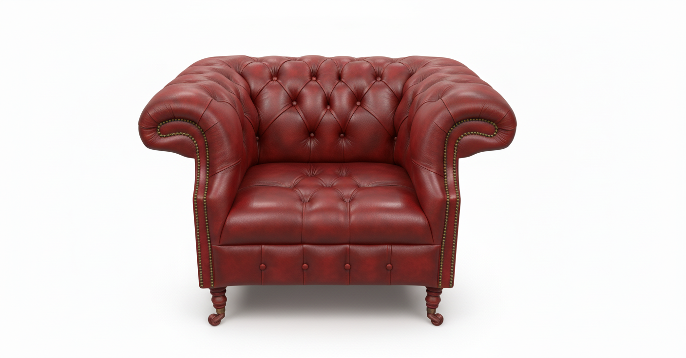 The Mayfair Chesterfield Club Chair — Color: English Claret, Seat type: Button