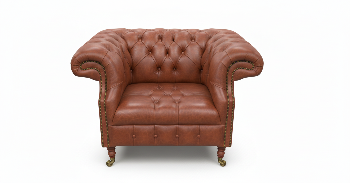 The Mayfair Chesterfield Club Chair — Color: English Bruciato, Seat type: Button