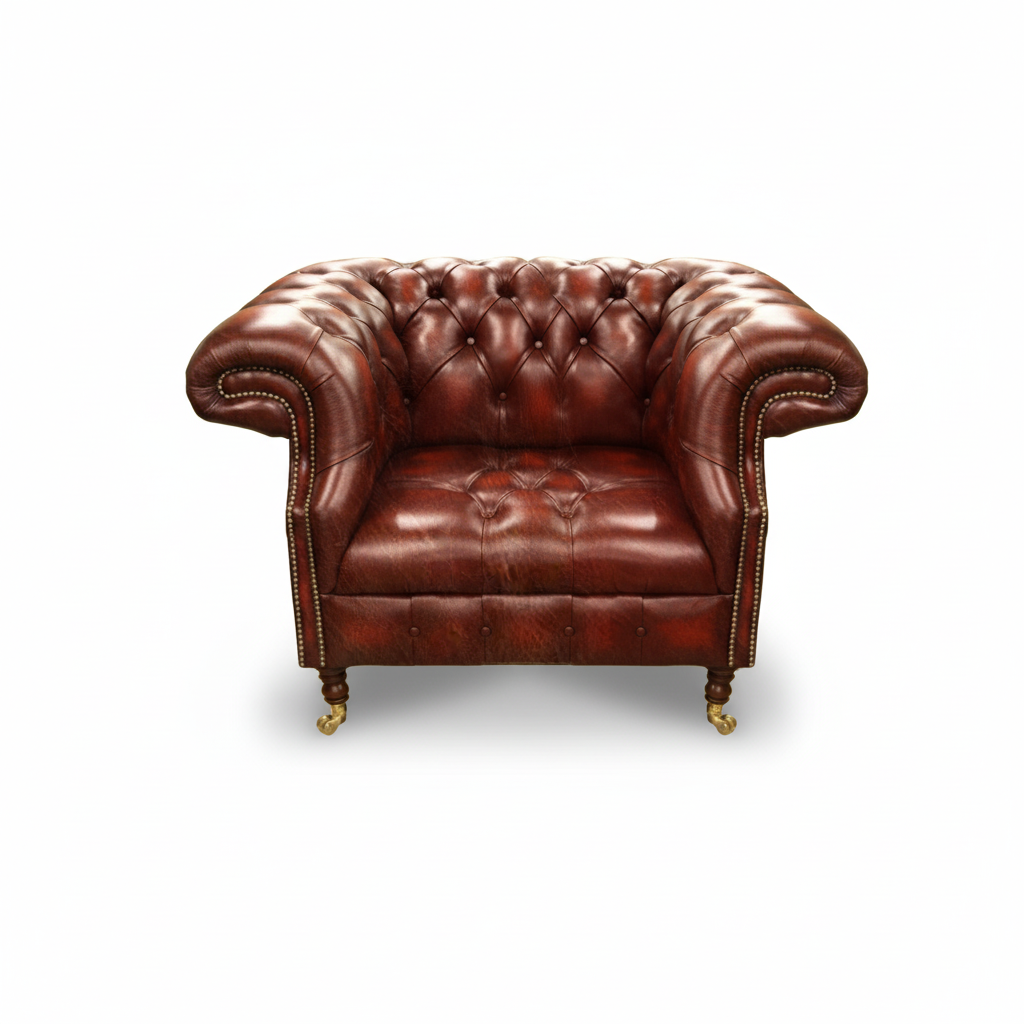 The Mayfair Chesterfield Club Chair, color: English Brown