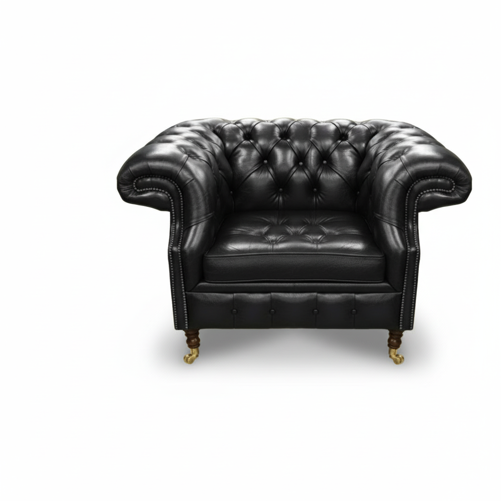 The Mayfair Chesterfield Club Chair, color: English Black