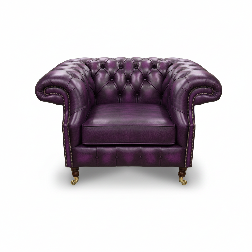 The Mayfair Chesterfield Club Chair, color: Windsor Wineberry