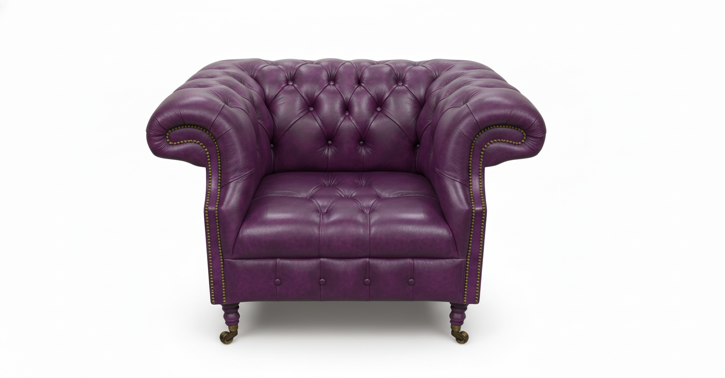 The Mayfair Chesterfield Club Chair — Color: Windsor Wineberry, Seat type: Button