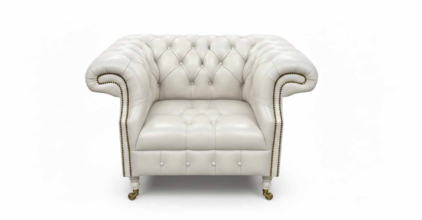 The Mayfair Chesterfield Club Chair — Color: Windsor White, Seat type: Button