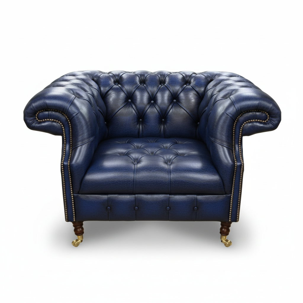The Mayfair Chesterfield Club Chair, color: Windsor Ultramarine