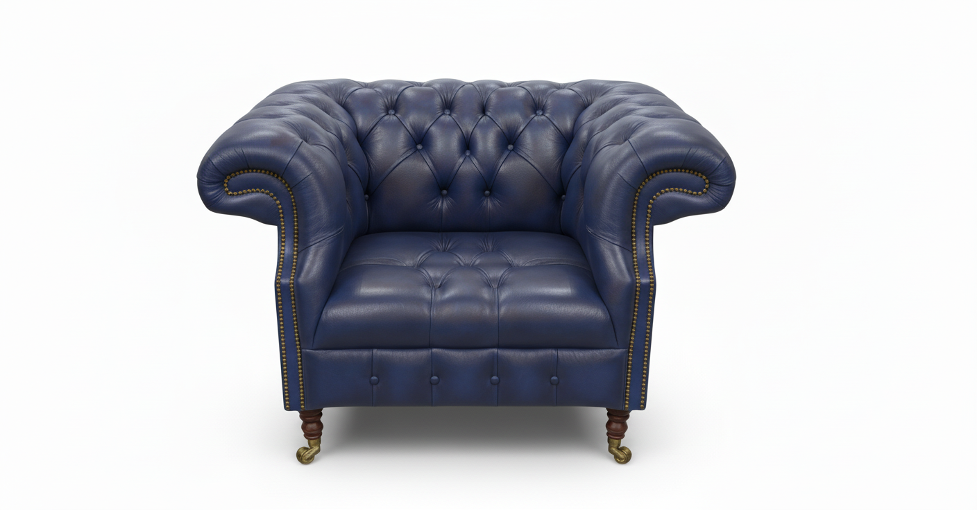 The Mayfair Chesterfield Club Chair — Color: Windsor Ultramarine, Seat type: Button