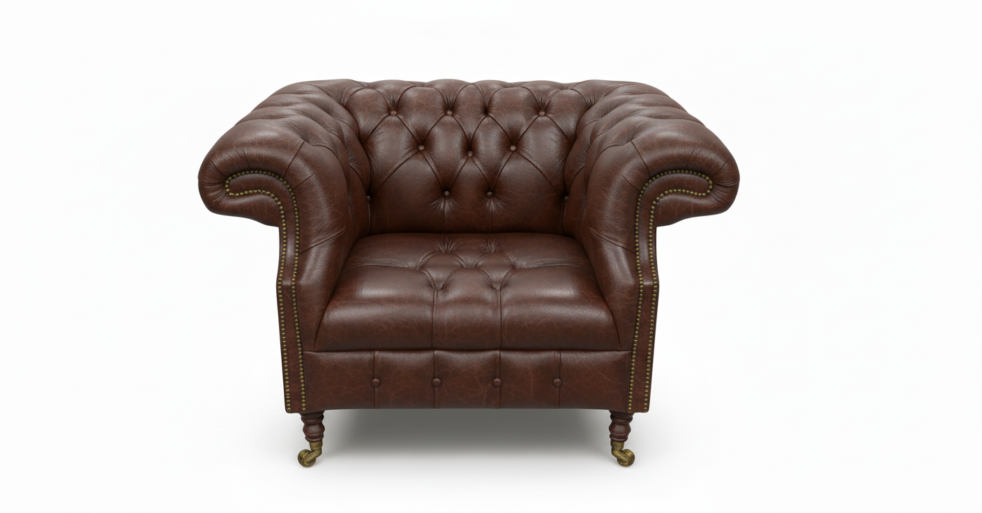 The Mayfair Chesterfield Club Chair — Color: Windsor Mocca, Seat type: Button