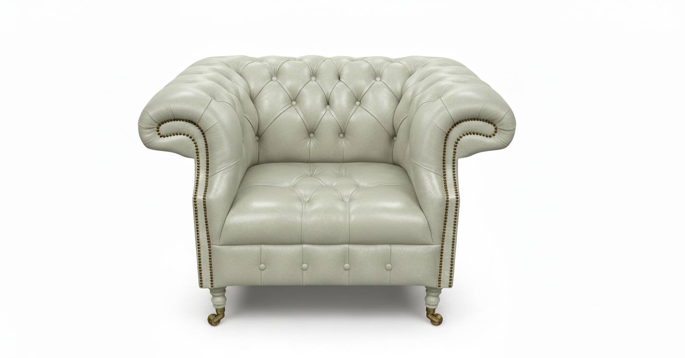 The Mayfair Chesterfield Club Chair — Color: Windsor Light Lagoon, Seat type: Button