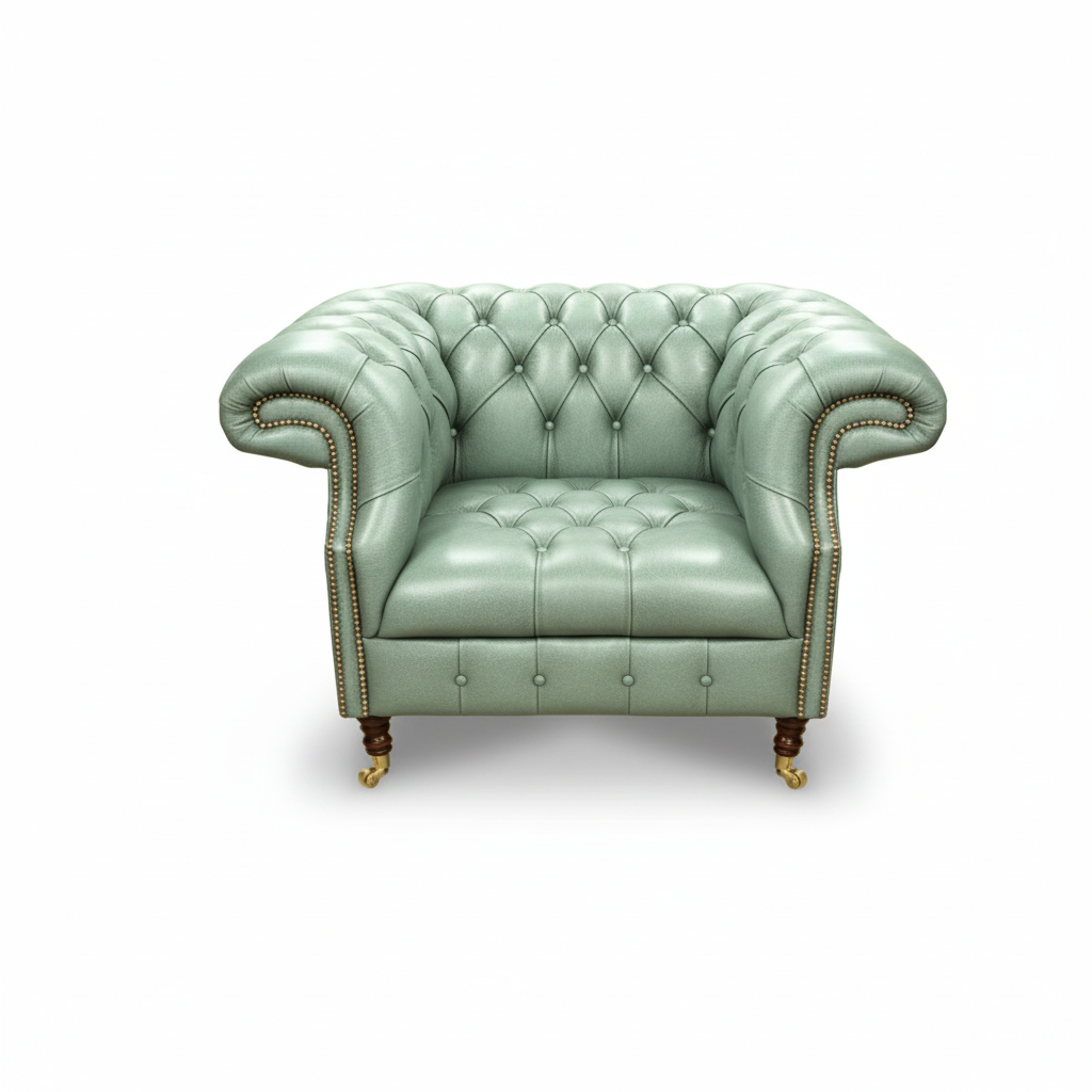The Mayfair Chesterfield Club Chair, color: Windsor Light Lagoon