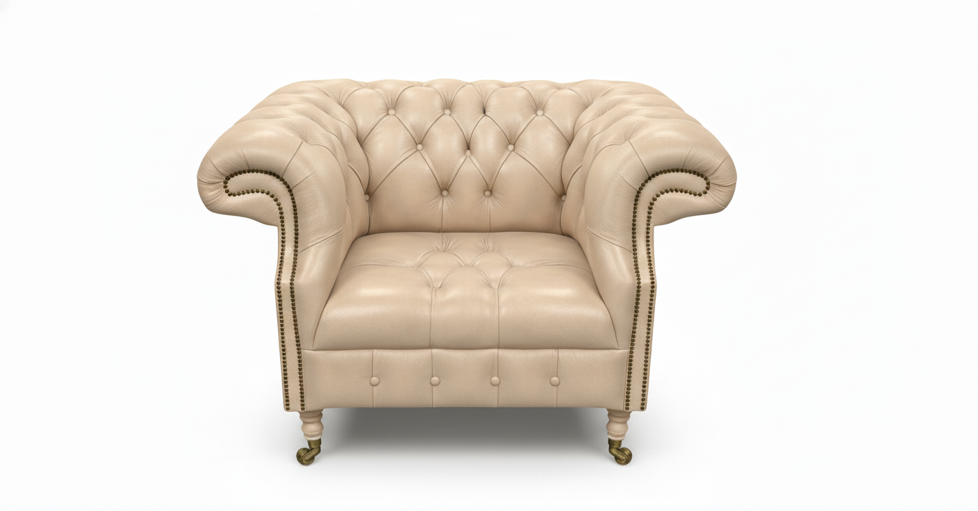The Mayfair Chesterfield Club Chair — Color: Windsor Ivory, Seat type: Button