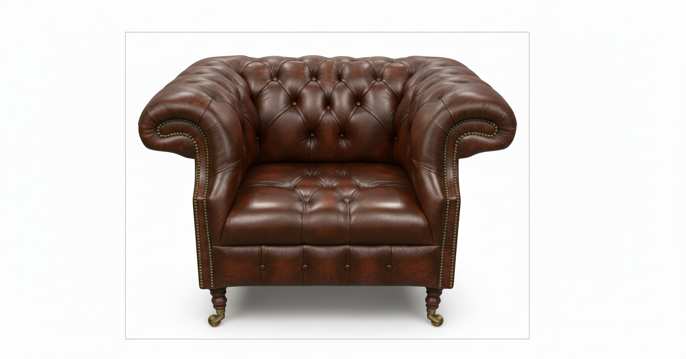The Mayfair Chesterfield Club Chair — Color: Windsor Havanna, Seat type: Button