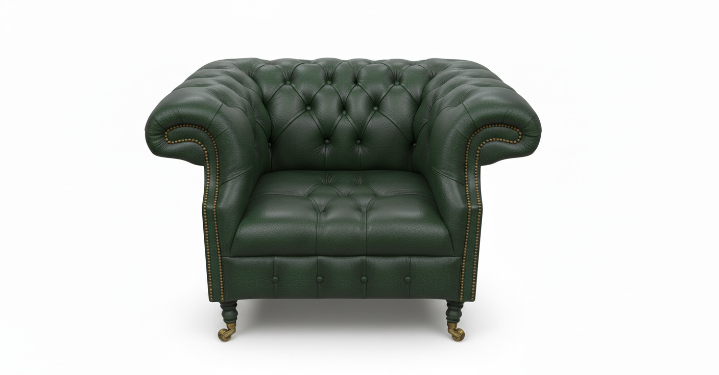 The Mayfair Chesterfield Club Chair — Color: Windsor Forest Green, Seat type: Button